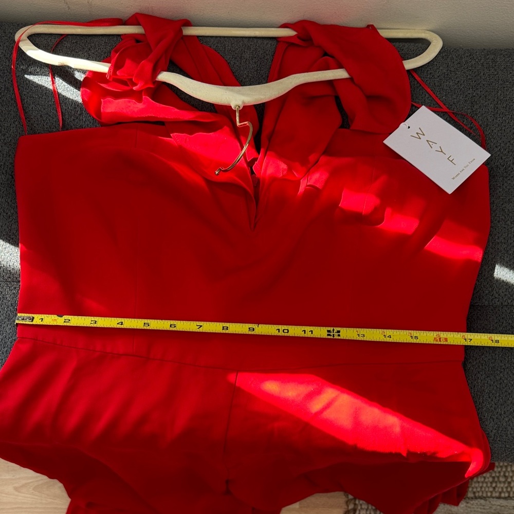 Wayf Red Ruffle-Strap Jumpsuit - Picture 5 of 7